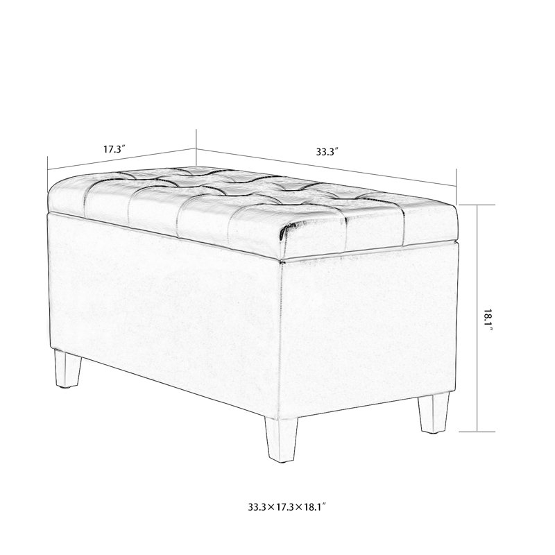 Mogadore Home Rectangle Storage Ottoman Bench, Brown Faux Leather