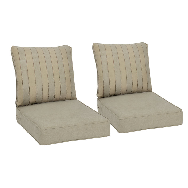 Outdoor Deep Seat Chair Cushion Set, Brown Striped, 23" W x 25.5" D
