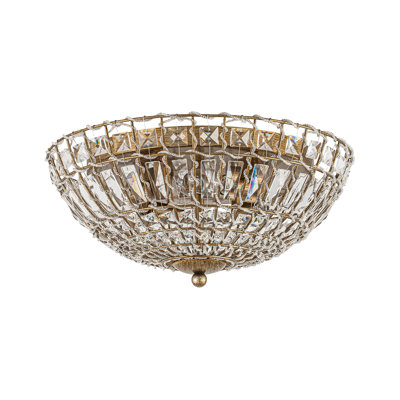 4 - Light French Vintage Bowl Antique Crystal Flush Mount