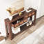 59'' Farmhouse Console Table Wooden Entryway Table with 2 Drawers & 2-Tier Open Storage Shelf
