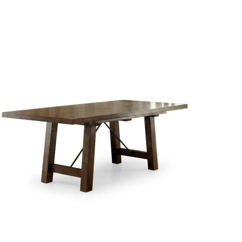 Isaac Transitional Medium Oak Wood Dining Table Seats 6