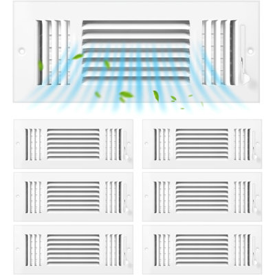 6 pièces de couverture de ventilation de plafond de taille intérieure blanche 10 x 4 pouces avec couvercle de ventilation de climatiseur mural à 3 côtés