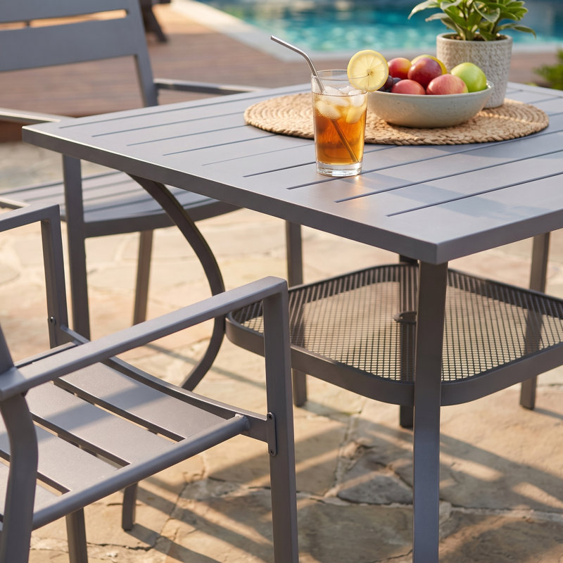 Atelier 4 - Person Patio Dining Set with Round Table, Gray/Gray