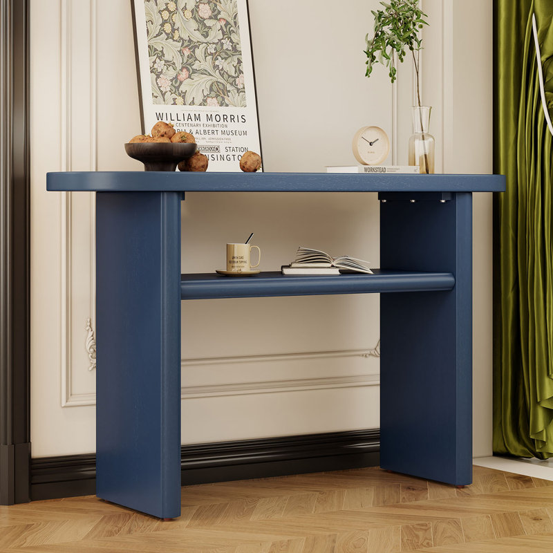 Console Table with Rounded Edges and Sturdy Shelf, Navy