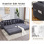 Canapé modulaire en L surdimensionné surdimensionné, tissu en velours côtelé, repose-pieds amélioré, porte-gobelets, coussins décoratifs, convertible en lit: 107,46 po avec repose-pieds mobile, poche latérale, 8 en gris foncé-2095630843