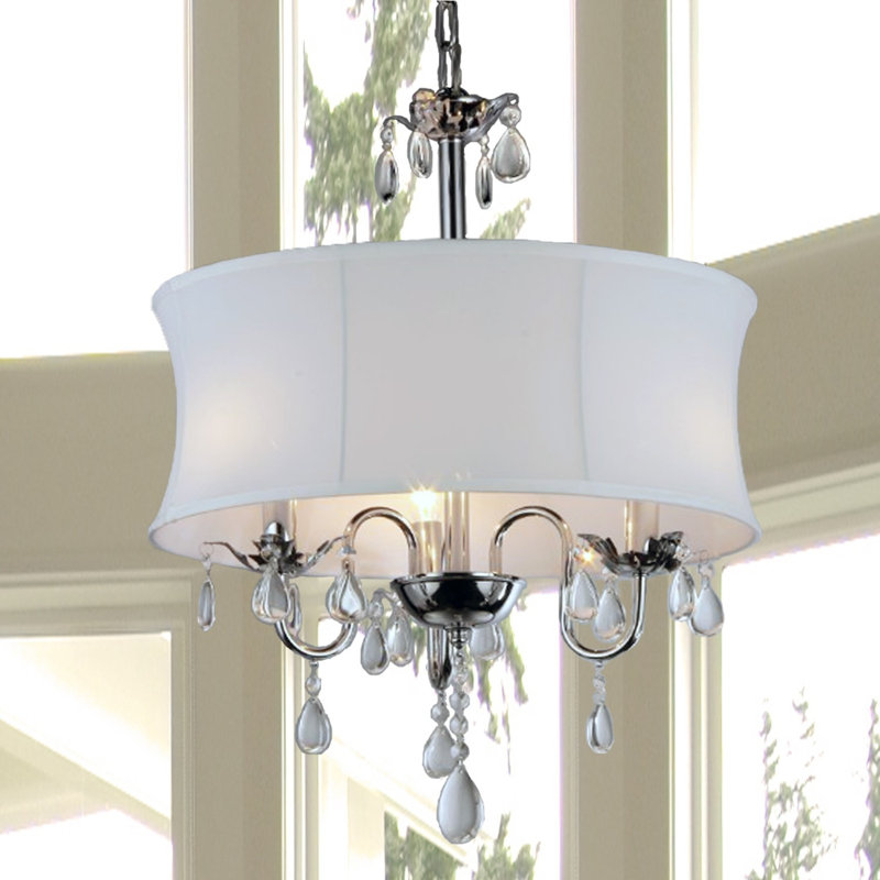 Devaney Crystal Drum Chandelier, 24" H x 18" W x 18" D
