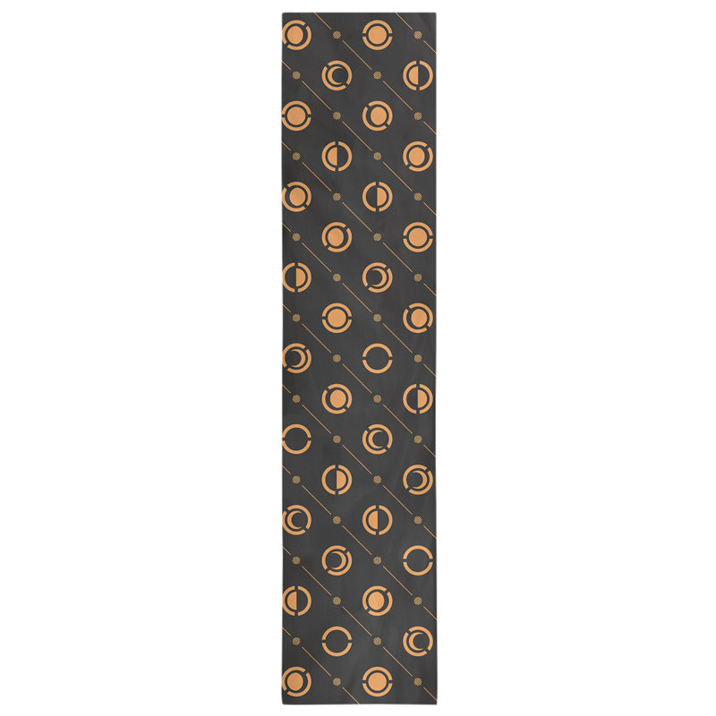 Classic Moon Phases Table Runner, 16" x 72", Black/Light Orange