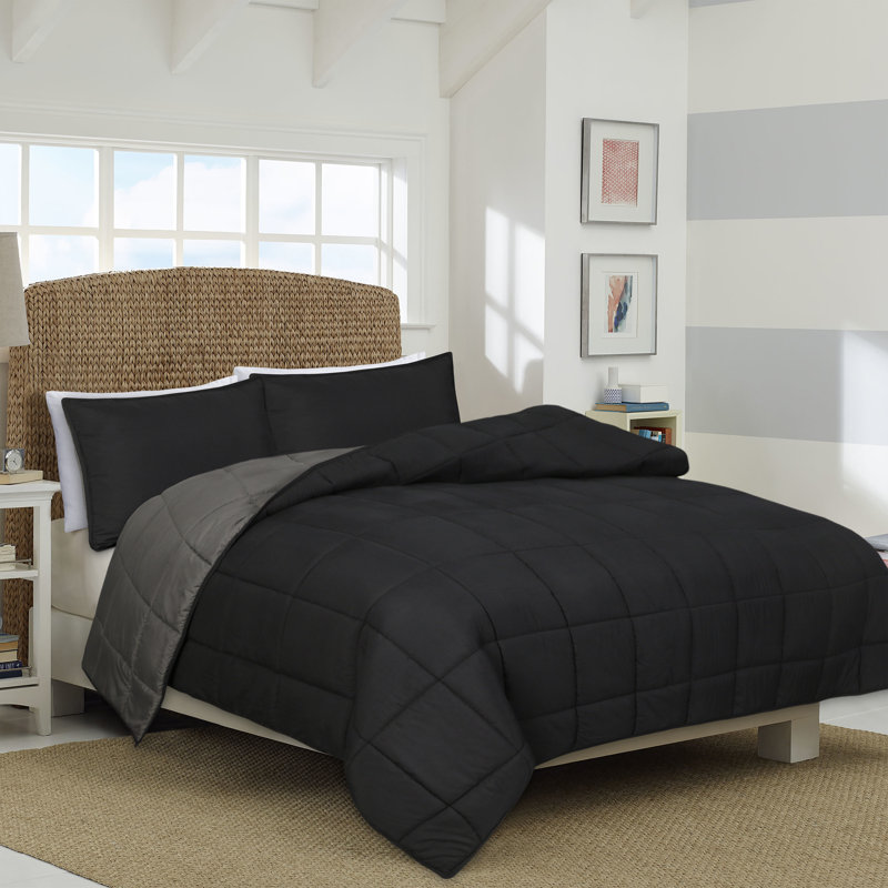 Ensemble d'édredon réversible en microfibre Nayvia, Édredon pour lit simple + 1 taie décorative stan, Beige