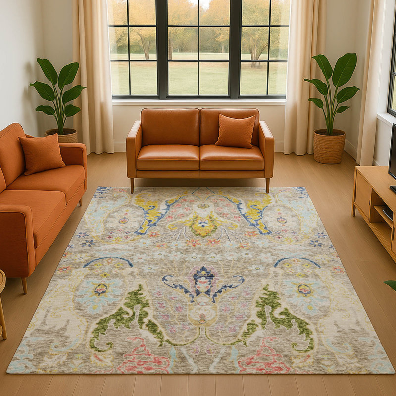 Tapis moderne lavable à la machine de qualité supérieure AMF1932, Rectangle 2 pi 6 po x 3 pi 10 po