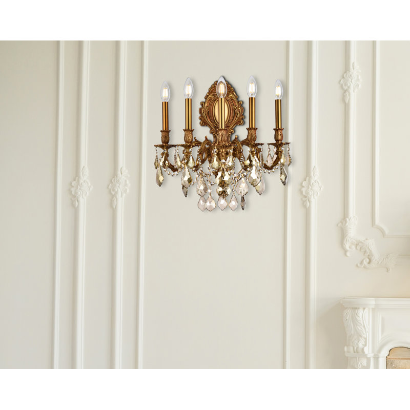 Aadyn Candle Wall Light, Golden Teak (Smoky) / Royal Cut, French Gold