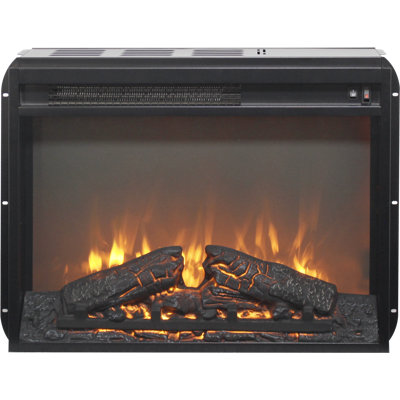 23 inch electric fireplace insert heater with log set & realistic flame, overheating protection without control