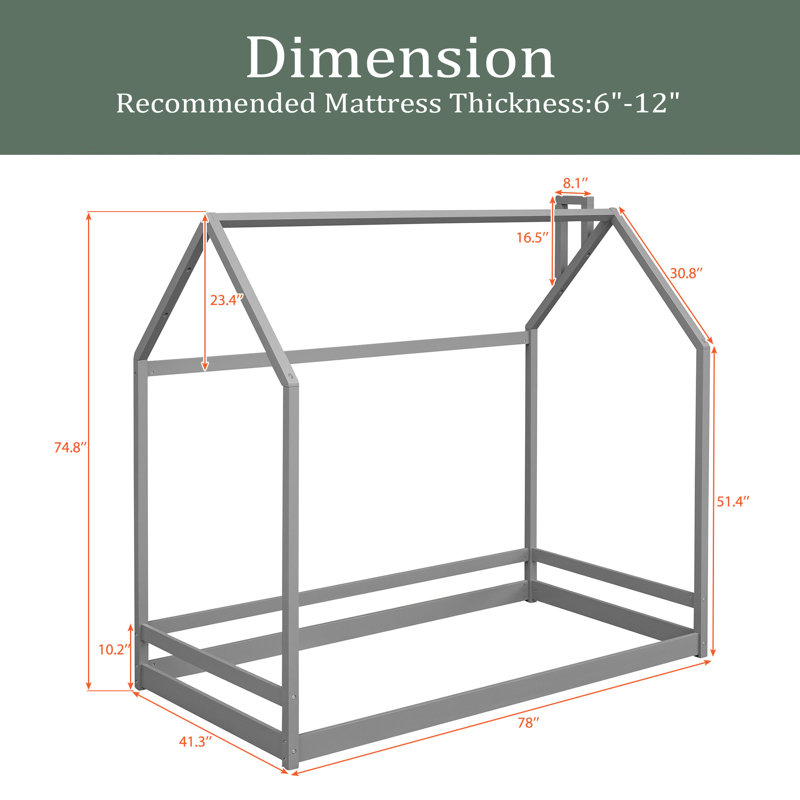 Kaylynn Open-Frame Bed, Gray