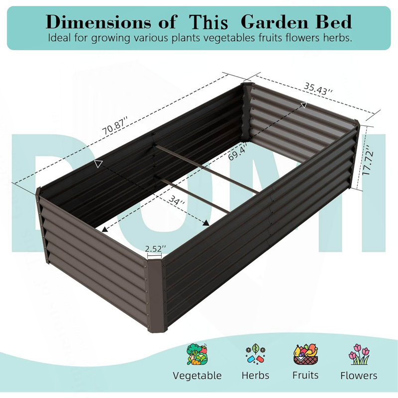 6X3x1.5Ft Galvanized Raised Garden Bed, Outdoor Planter Garden Boxes Large Metal Planter Box For Gardening Vegetables Fruits Flower