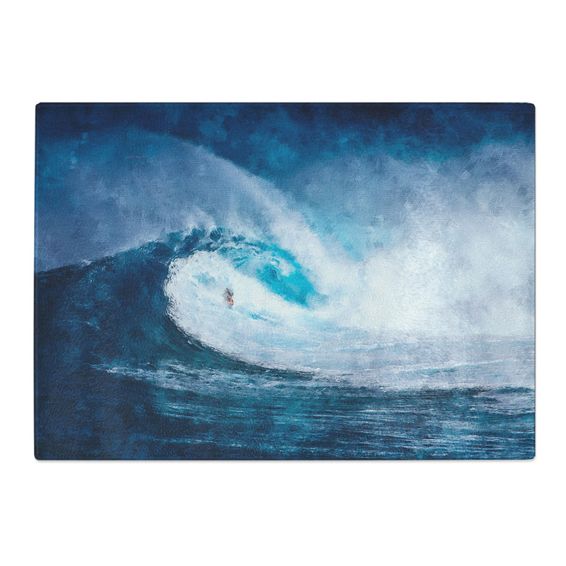 Tempered Glass Surfing the Wave Chopping Board, 20 cm x 28.5 cm