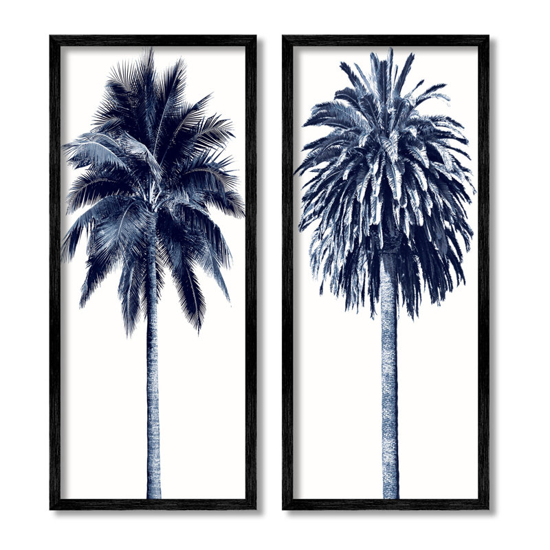 «Modern Summer Palms», ensemble de 2 giclées encadrées par Devon Davis, Giclée encadrée noir minuit