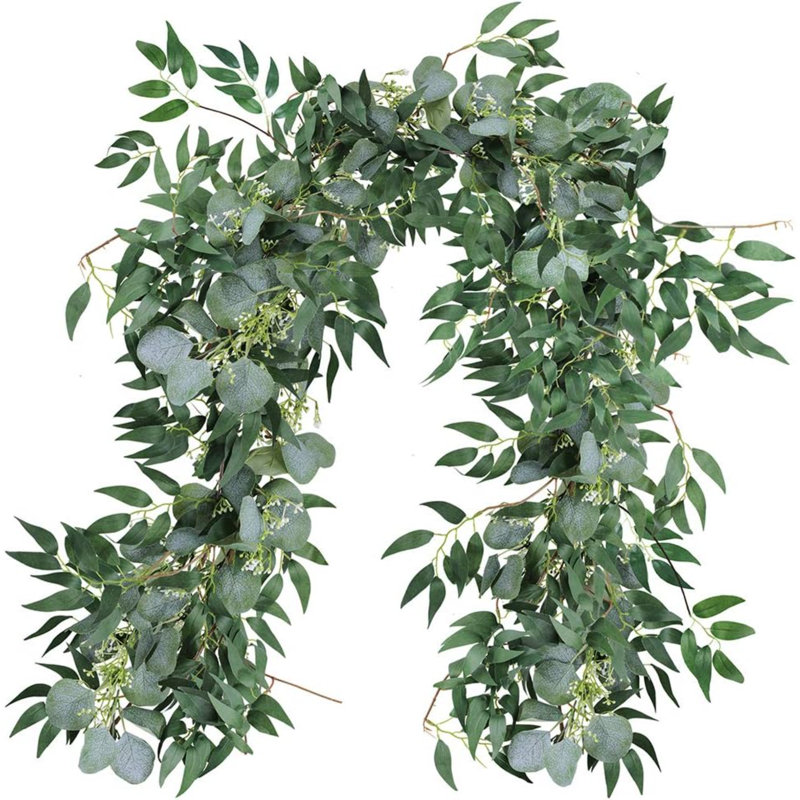 Guirlande Eucalyptus et brindilles artificielles, H 10,31 po x P 3,82 po x L 12,05 po