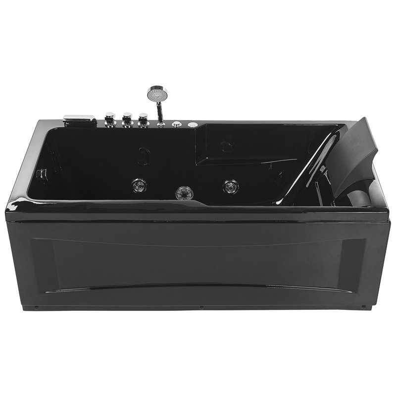 Kathlene 1690mm x 810mm Alcove / Tile In Acrylic Bathtub with Tap, Black