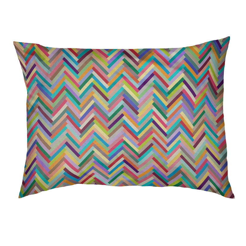 Coussin décoratif à chevrons, Arc-en-ciel, Grand (L 40 po x l 50 po), Utilisation intérieure seulement