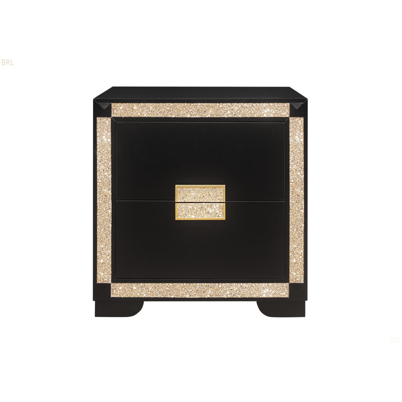 Noir vivant / or table de chevet