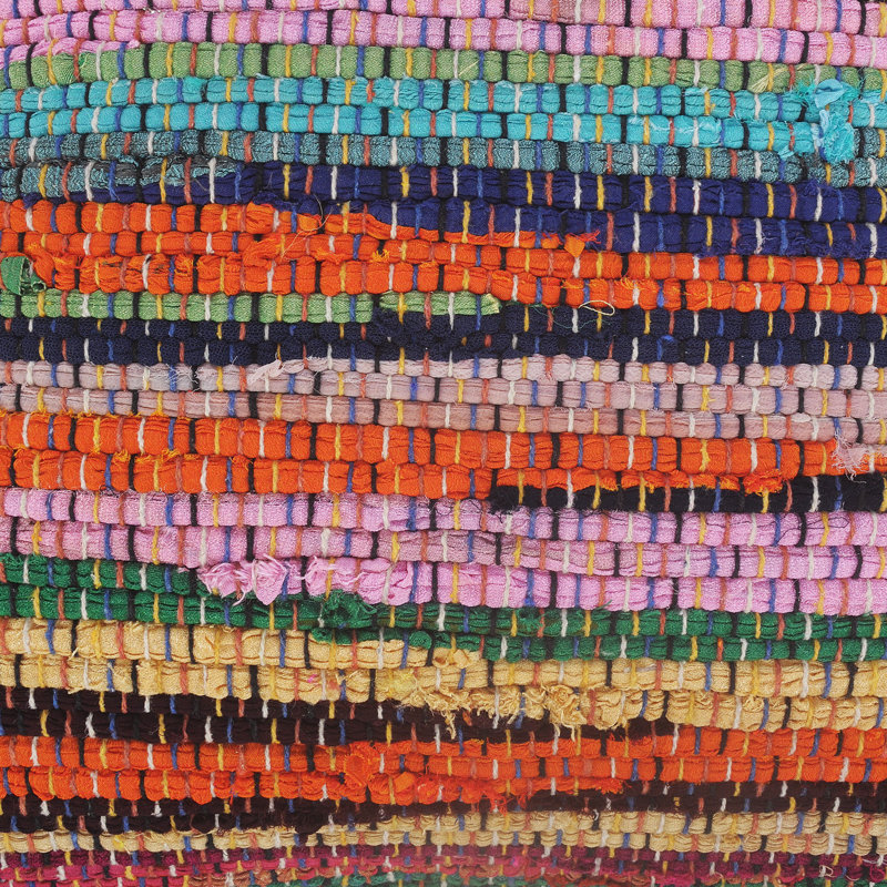 Multicolor Chindi Cotton and Jute Border 20" Square Throw Pillow