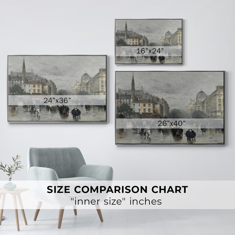Paysage rétro -DI, H 25 po x l 37 po x P 2 po, Gold Framed Canvas