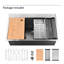 Évier de cuisine en acier inoxydable encastrable 33 po x 22 po x 10 po. Gris foncé, simple cuve avec accessoires, système de drainage rapide, attribut d'assemblage, fabriqué