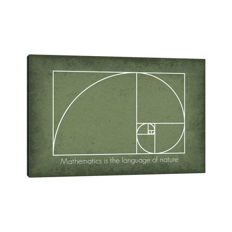 «Fibonacci Spiral Math Quote» par GetYourNerdOn, reproduction d'art sur toile tendue, H 26 po x l 40 po x 1,5 po