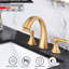 Robinet pour lavabo pour salle de bain brossé doré - 2 poignées 3 trous avec drain pratique-124464620