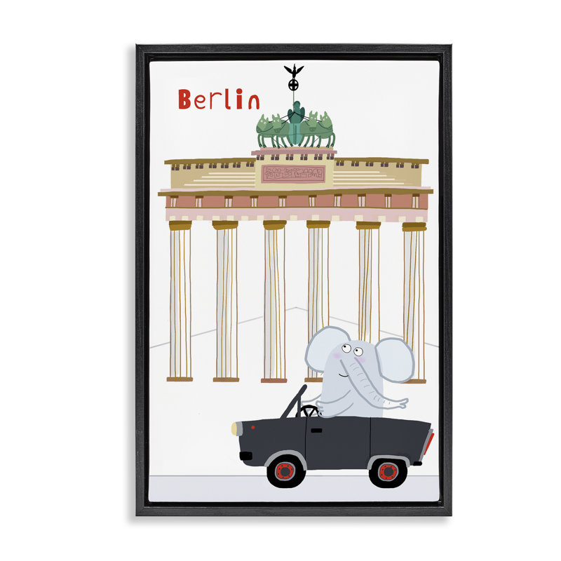 Cadre flottant Elephant & Berlin Architecture, design par Carla Daly, H 31 po x l 21 po, Cadre flottant noir de jais