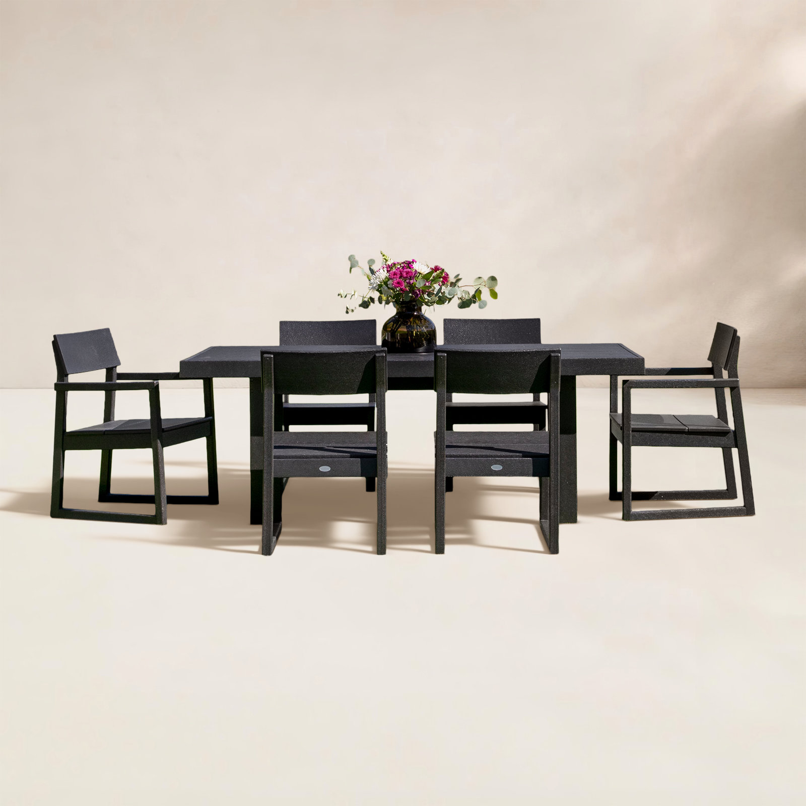 POLYWOOD® Edge 78" Patio Dining Set, Black