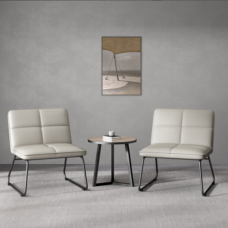 Chaunte 3 - Ensemble de tables basses avec chaises d'appoint pour 2 personnes, Brun clair