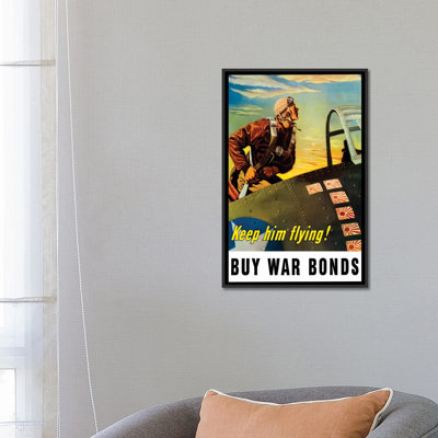 «Vintage War Affiche d'un pilote de chasse qui grimpe dans son avion», affiche vintage sur toile