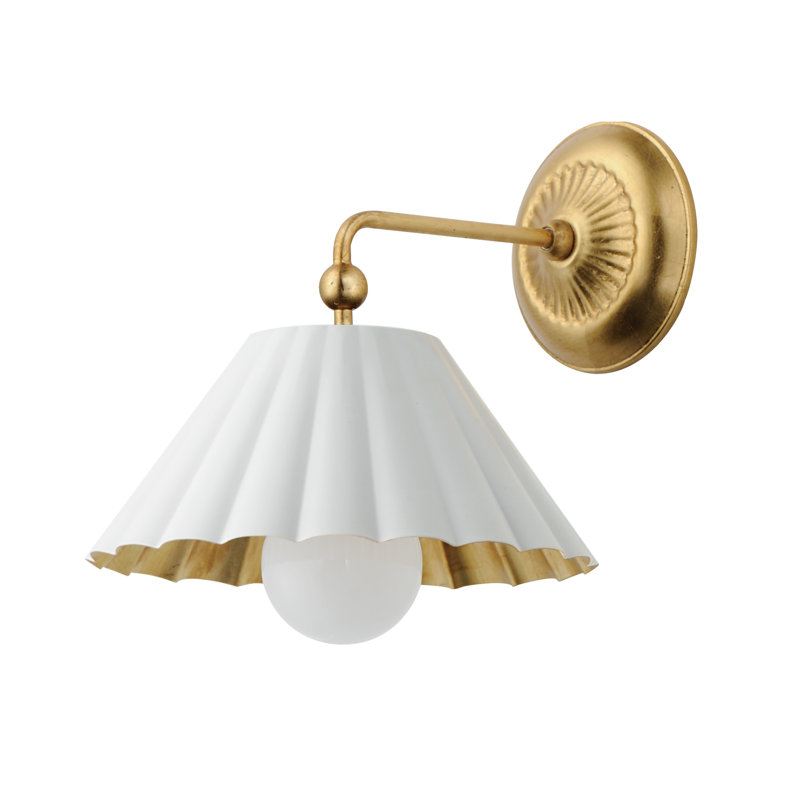 Granduca Steel Armed Sconce, Matte White/Gold Leaf