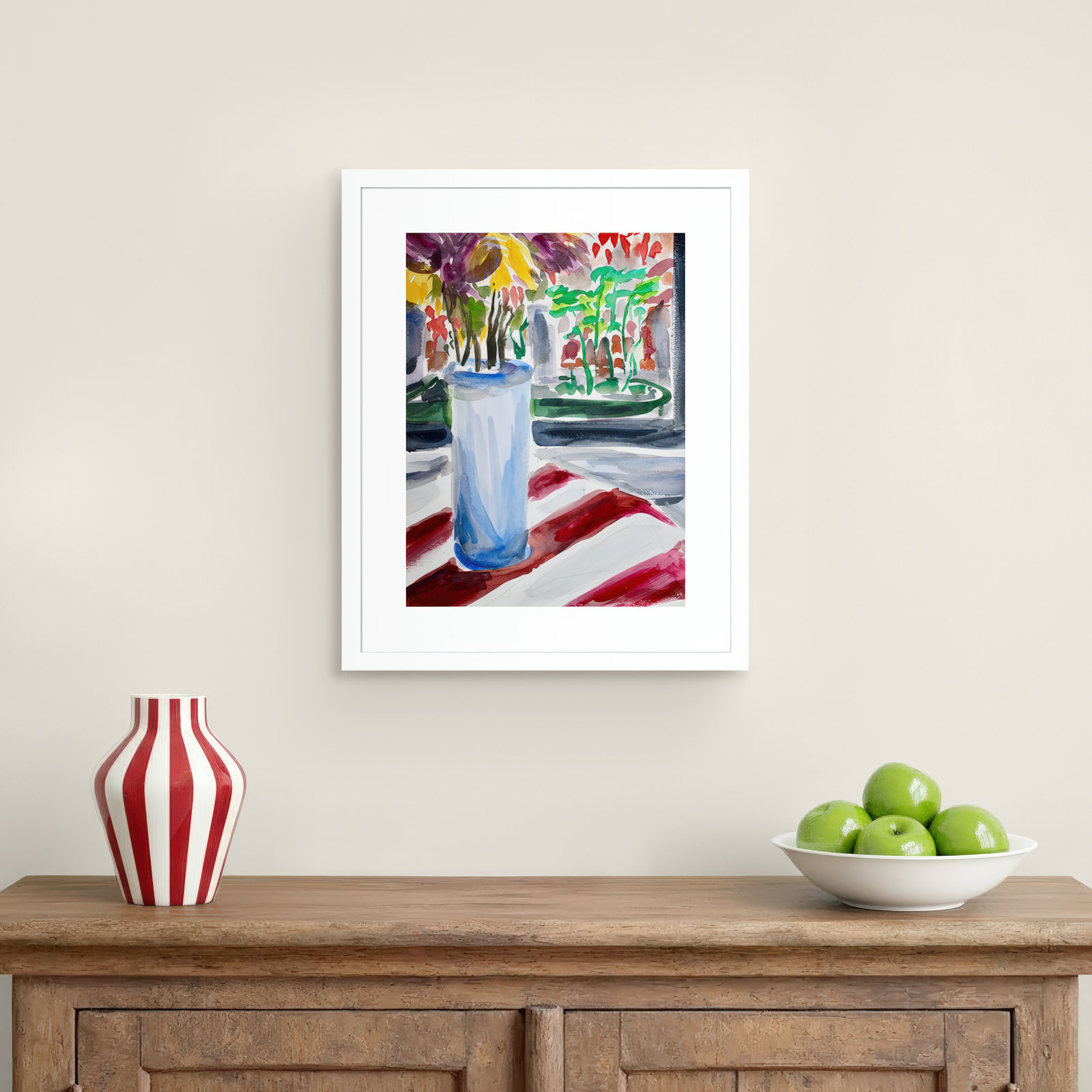 Montpellier Blue Vase And Window Box Framed On Paper by Montpellier Print, Brown, 21" H x 17" W x 1" D