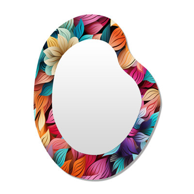 Mandala éclectique, motif boho I - motif cachemire en métal - miroir mural moderne et irrégulier
