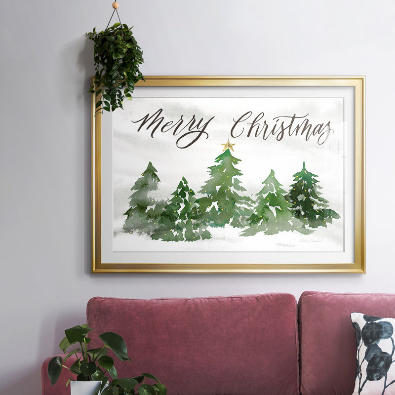 «Merry Christmas», reproduction d'art encadrée, H 19 po x l 27 po x P 1,5 po, Or