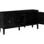 Buffet noir à quatre portes avec des motifs géométriques complexes et des poignées rétro, pour le salon, le bureau d'entrée, l'écurie simple à assembler dans des motifs élaborés, la vie en métal, les salles d'étude, la construction-1736090337