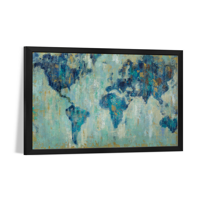 «Map of the World», affiche encadrée par Silvia Vassileva, H 16 po x l 24 po