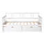 Lit de jour simple en bois avec deux tiroirs, blanc-74285938