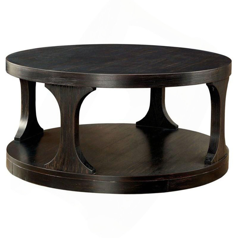 Table de bout style transitionnel avec finition noire antique et structure audacieuse 1pc avec tablette de rangement supplémentaire