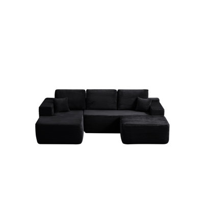Modern Sectionals Sofa With Plush Fabric, Spacious Design For Home