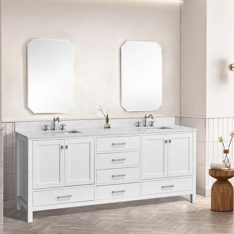 Meuble-lavabo double autoportant 84 po avec lavabo 84 po
