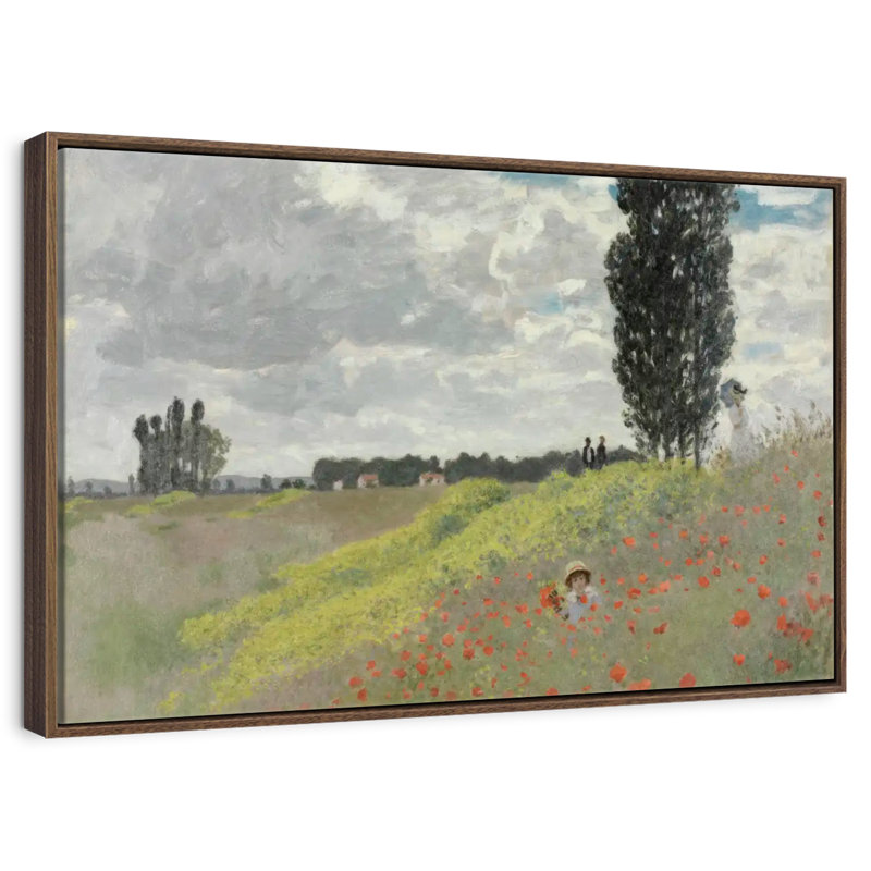 Une promenade dans les prés à Argenteuil, 19 po x 13 po, Cadre flottant noyer
