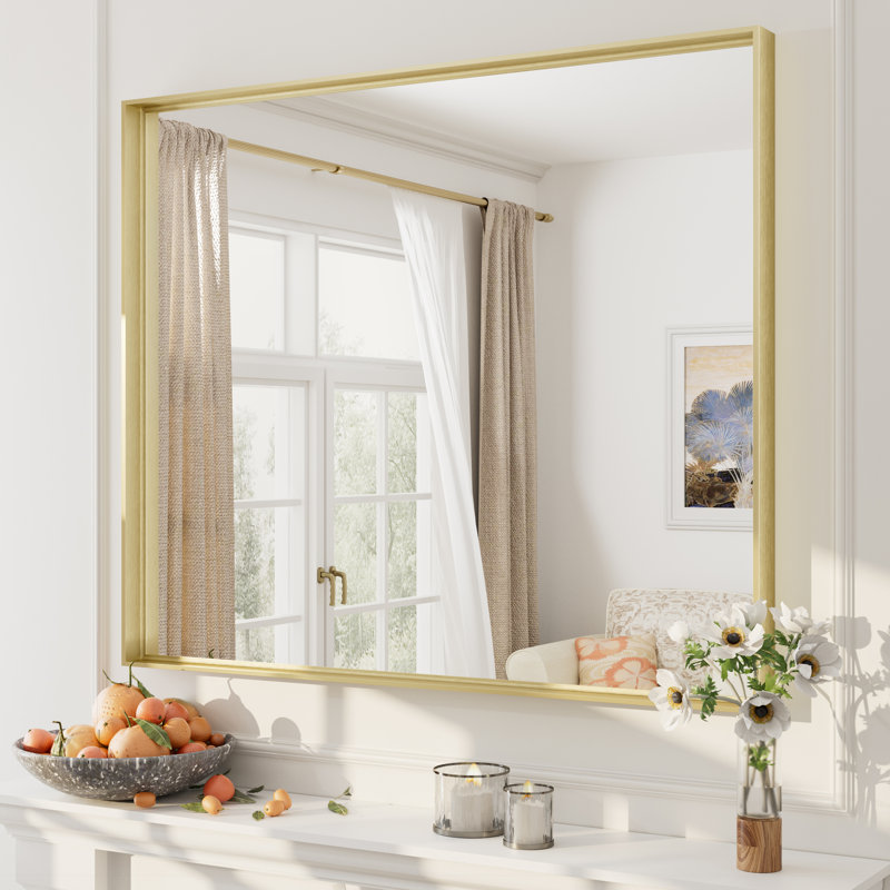 Miroir mural Aevar, 36 po x 30 po, Or brossé