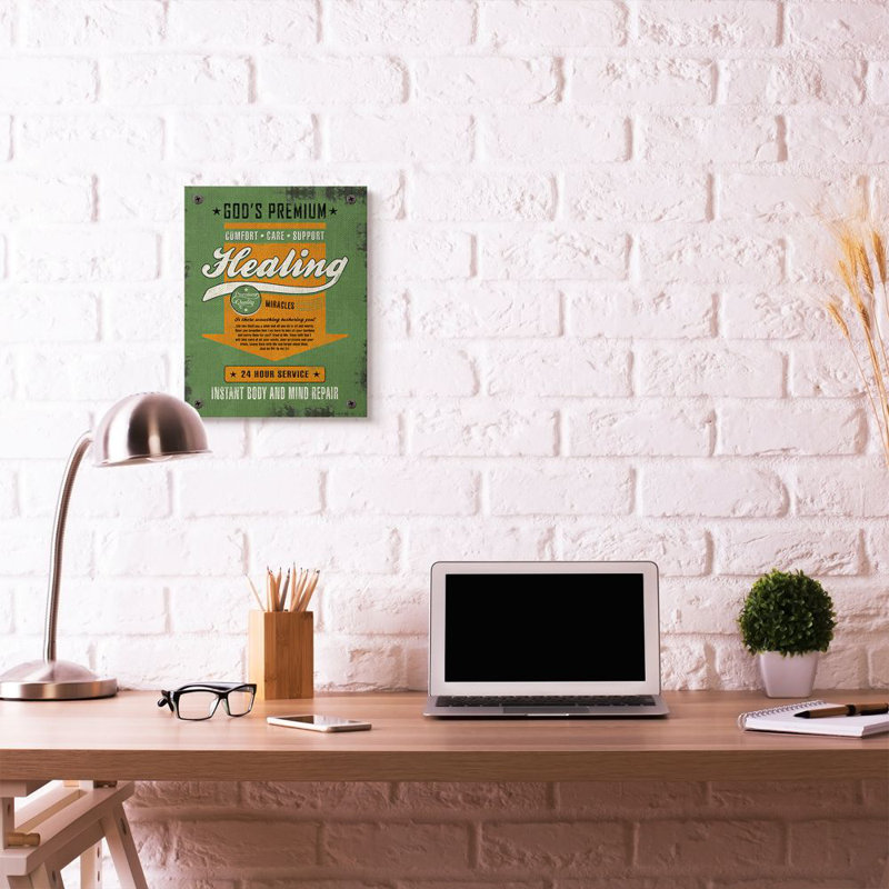 « cicatrisation miracles rétro, vert orange design » par l’ester kay, impression sur toile, H 20 po x l 16 po x P 1,5 po