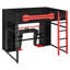 Lit mezzanine double en bois avec bureau, lumière DEL, station de charge USB et garde-robe-131283850