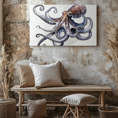 3D Rendered Purple Octopus Canvasmodern Scientific Marine Art Wall Art Canvas Ready To Hang Gallery Wrapped Home Decor Modern Design