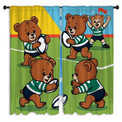 Rideaux obscurcissant et obscurcissant Bears jouant au rugby - 2 panneaux