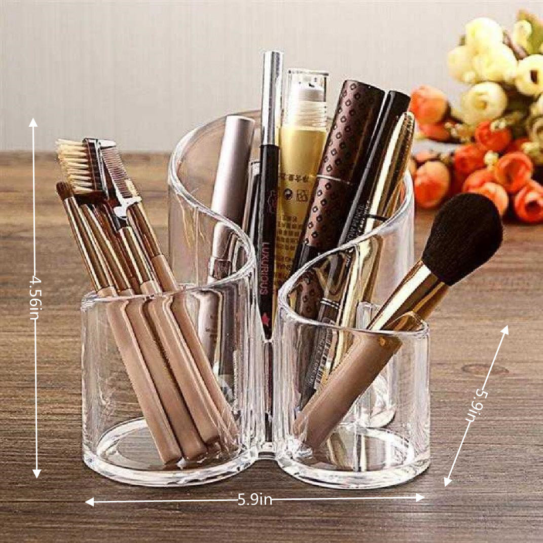 Acrylic 3 Compartment Clear Makeup Brush Case Everly Quinn