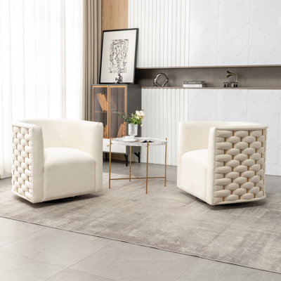 Occie Velvet Swivel Barrel Chair